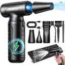 Electric Compressed Air Duster - 33,0000 RPM High-Speed Air Blower Gun, Rechargeable Mini Turbo Fan Cordless for Keyboard, PC, Car, Home & Outdoor Cleaning Dust, Replaces Compressed Air Cans (Silver)