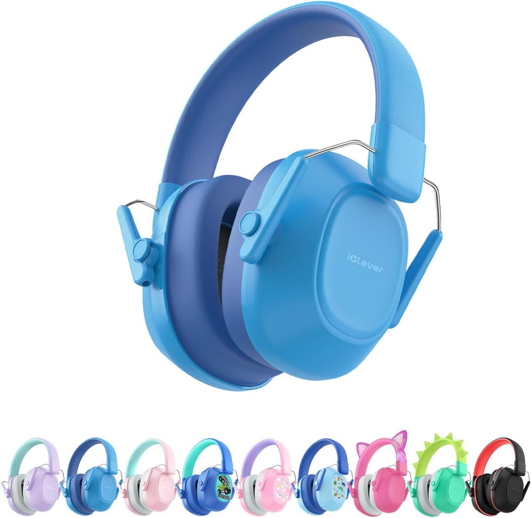 iClever Noise Cancelling Headphones for Kids Adults, SNR 29dB Safety Noise Reduction Ear Muffs for Autism Sensory &Concentration Aid, Ear Hearing Protection for Fireworks/Event/Monster Truck/Concert (Royal Blue)