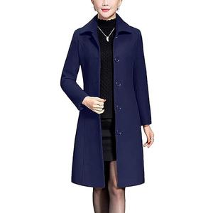Women's Wool Trench Coat Winter Long Thick Overcoat Walker Coats, M