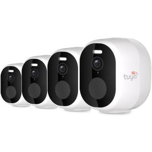 4Pack 5G/2.4G Security Cameras Wireless Outdoor, 2K Battery Powered Indoor Cameras for Home Security, AI Motion Detection Siren Alarm, Two-Way Talk, Color Night Vision, Waterproof,Works w/Alexa