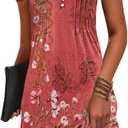 Disamer Beach Dresses for Women 2026 Vacation Swim Cover up V-Neck Summer Dress Button Down Sleeveless Boho Floral Sundress (Medium, Flower Wallpaper Red)
