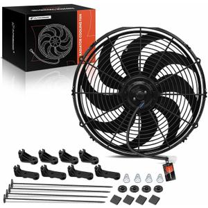 A-Premium 16'' 16 inch Slim Fan Pull Universal Electric Radiator Cooling Fan Assembly, 12V 120W with Mount Kit