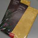 2 x Newbridge Christmas Carol Holiday Noel Damask Fabric Tablecloth, 52 x 52 Inch Square, Gold, Holly Leaf Poinsettia Weave, Wrinkle Free Soil Resistant Easy Care Table Cover