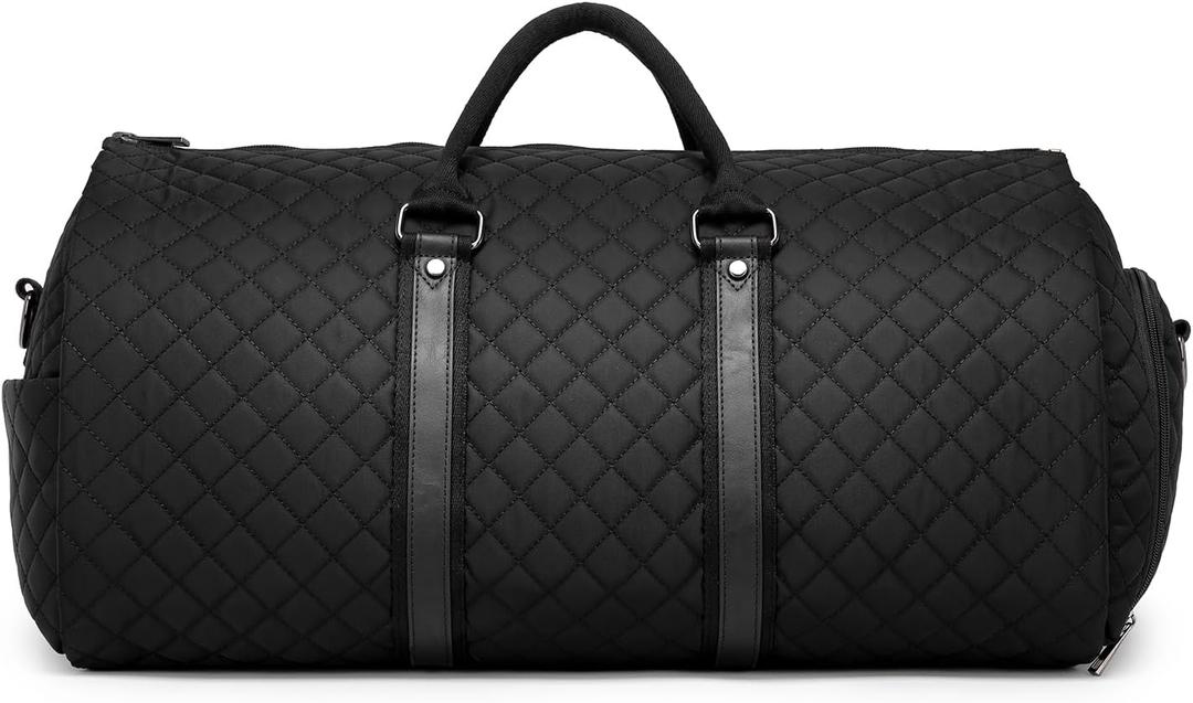 seyfocnia Convertible Carry on Garment Bag for Women, Garment Bags for Travel with Shoe Pouch 2 in 1 Hanging Suitcase Suit Bag for Women Travel Duffle Bag Garment Bag, Black