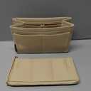 OMYSTYLE Purse Organizer Insert, Felt Tote Bag Organizer Insert with 5 Sizes, Handbag Dividers for Inside Purse, Compatible with Longchamp, Neverful, Speedy and More, Beige