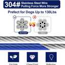 Dog Leads for Yard, 100ft Tie Out Runner Steel Wire Cable, Heavy Duty Pet Tether Chains for Dogs Up to 130 Lbs, Outside, Camping, Park (100ft-Blue)