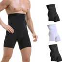 Mens Shapewear Tummy Control Shorts Compression, Slimming Body Shaper Boxer Briefs underwear (Small, Black/White/Black)