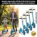 Scooters for Kids 8-12, Teens & Adults - Foldable&Portable Commuter Scooter with 8" Wheels, Bell, Hand Brake & Adjustable Height 30"-40.5", 240 lbs, Manual Push Scooter for Campus & Park