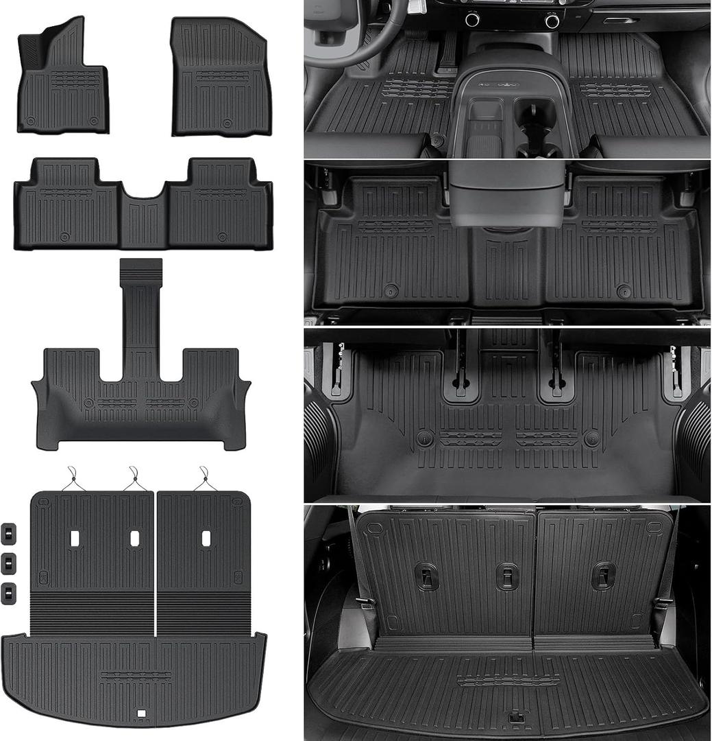 Floor Mats for 2026 Hyundai Palisade 7/8 Seat Hybrid Accessories | All Weather Cargo Mat with Backrest Mat, Waterproof Odorless TPE Material, for 2026 Palisade Hybrid Calligraphy Accessories
