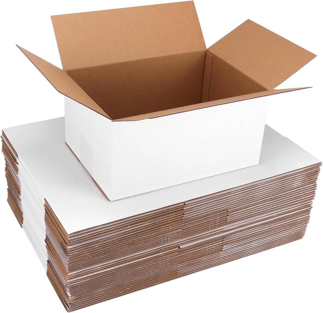 Shipping Boxes 10x7x5 Set of 40, White Corrugated Cardboard Box for Mailing Business Packaging