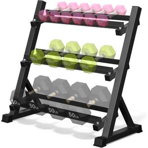 Dumbbell Rack, 3-Tier Dumbbell Weight Rack for Home Gym, Dumbbell Set for Dumbbell Kettlebell Barbell, Heavy Duty Weight Storage Organizer, Dumbbell Rack Stand Only