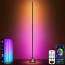 Tyute RGB Corner Floor Lamp, LED Standing Lamp with Luminous Base, Music Sync and 16 Million Colors, App & Remote Control, Color Changing Mood Light for Bedroom, Living Room, Gaming Room