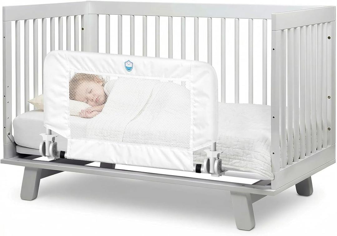 Salcod 33inch Universal Swing Down Crib Rail Guard, Convertible Crib Bed Rail for Toddlers, with Reinforced Wing Nut Safety System, Compatible with All Major Brand of Crib