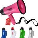 PYLE-PRO Portable Megaphone Speaker Siren Bullhorn - Compact and Battery Operated with 20 Watt Power, Microphone, 2 Modes, PA Sound and Foldable Handle for Cheerleading and Police Use PMP24PK (Pink)