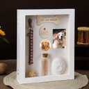 Pet Memorial Shadow Box for Dog Cat with Wood Picture Frame Pet Print Kit Urn Ashes Fur Jar Case for Loss Dog Remembrance Memory Keepsake Gift for Animal Lovers(White,8 x 10 Inch)