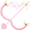 Cuffbow Cupid Bow and Arrow with Heart Shape Sunglasses Valentine Halloween Cupid Accessories for Man Women Cosplay (Pink)