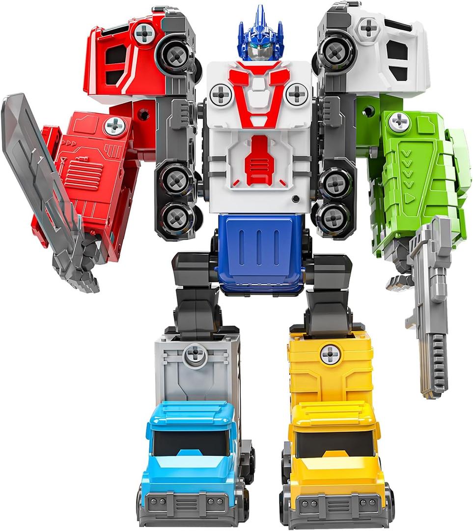 TEMI City Vehicles Transformed Robot for Boys 3-7 Year Old - Learning Kids Toys, Building Toddler Toys for Ages 4-8, Gifts for Kids