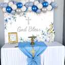 LaVenty Baptism Party Decorations Blue Silver Balloon Garland Backdrop Cross Balloon for First Communion Confirmation Party Supplies
