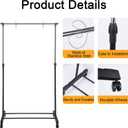 Pocket Chart Stand Rolling Adjustable 35.75 to 63 Inch with 7 Rings Stainless Steel for Classroom Educational Tools Black