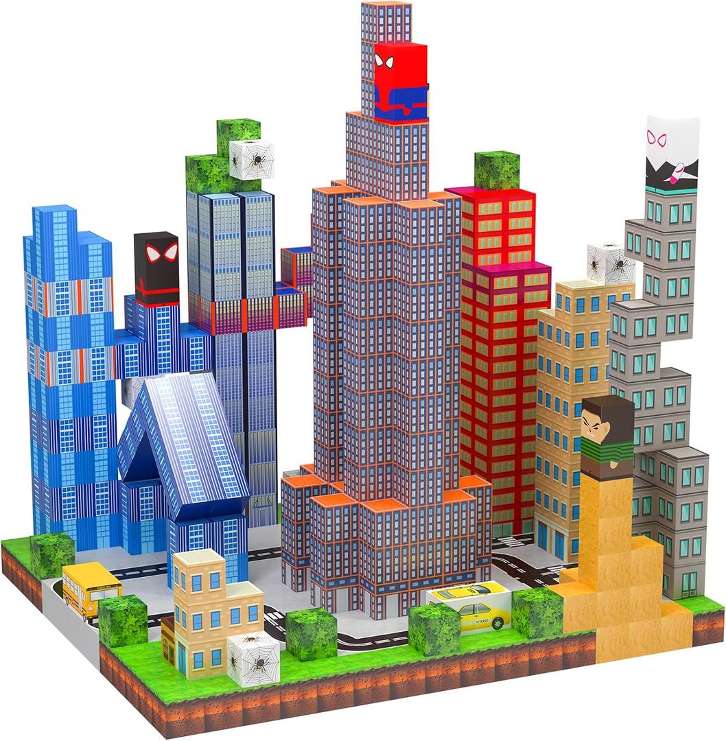 150PCS Magnetic Blocks Building Toys Set, Spider Toys Magnetic Building Blocks for Boys Girls Ages 3+, 1 Inch Magnet Cubes STEM Sensory Construction Toy City Themes