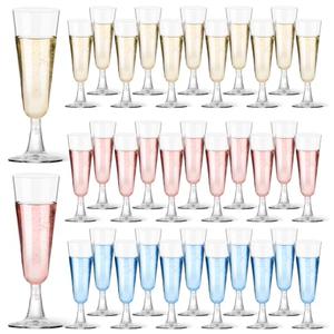 Plastic Champagne Flutes 40 Pack, 5.5 Oz Clear Disposable Plastic Champagne Glasses, Glasses Cups for Wedding Celebration Birthday Party Valentines Tasting New Years Eve Party Supplies