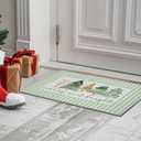 Green Christmas Tree Door Mat, Merry Christmas Vacation Doormat for Outdoor Indoor Outside Entrance Entryway, Winter Xmas Holiday Welcome Mat for Front Door Porch, 17x30 Inches