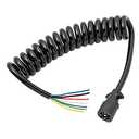 Bargman 54006-043 Coiled 7 Way Trailer Wire End Connector Harness, 6 Foot Length, Splices Easily to Trailer Lighting System, Weather Resistant