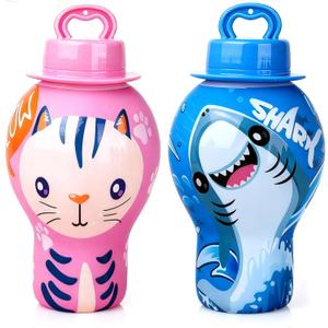 Anti-Spill Bubble Wands, 2 Pack (Random Colors) & 4 Pack for Toddlers 2-4 Year Outdoor Play Parents Best Friend, No Messy Clothes, Giraffe, Cat, Shark, Dinosaur Themes