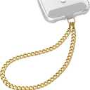 Beaded Phone Charm Wrist Strap with Tether Tab (Cuban Gold)