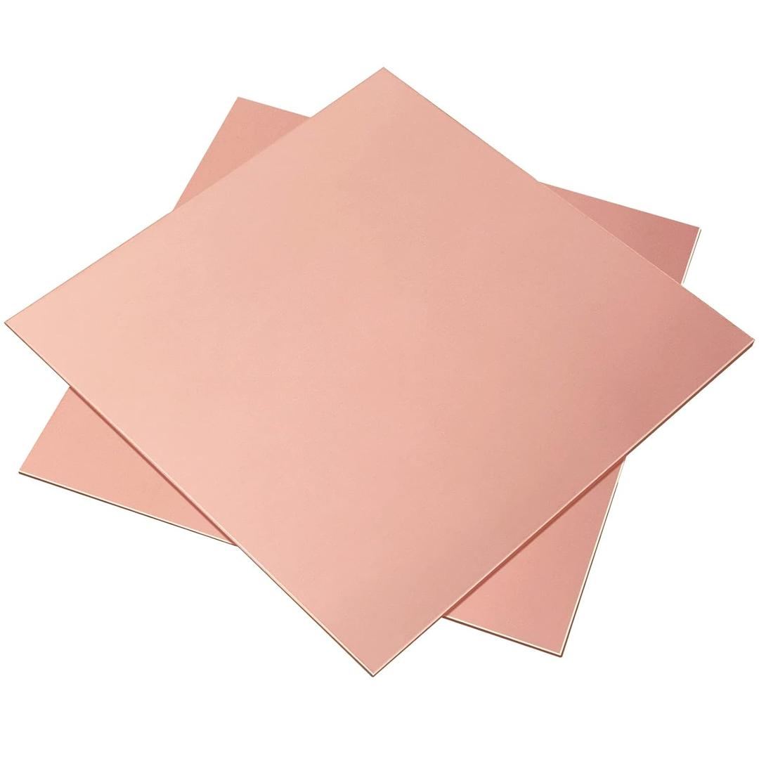2 Pieces 99.9% Pure Copper Sheet, 6" x 6",18 Gauge(1mm) Thickness, Film Attached Copper Plate, Great for Jewelry, Crafts, modelers