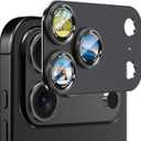 CACOE Camera Lens Protector for iPhone 17 Pro - Metal Frame Tempered Glass Cover, [Anti-Scratch] [Drop-Proof][Strong-Adhesion] Camera Screen Cover(Carbon Black)