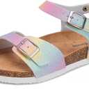 Torotto Toddler Kids Sandals Boys Girls Cork Footbed Sandals with Adjustable Buckle Casual Slides Open Toes Flat (11 Little Kid, Lhj396/Rainbow)