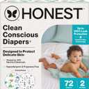 The Honest Company Clean Conscious Diapers for Delicate Skin | Up to 100% Leakproof | Hypoallergenic, Fragrance Free | Gender Neutral | Club Box, Size 2 (12-18 lbs), 72 Count (Prints May Vary) (Turtle Time + Pattern Play)