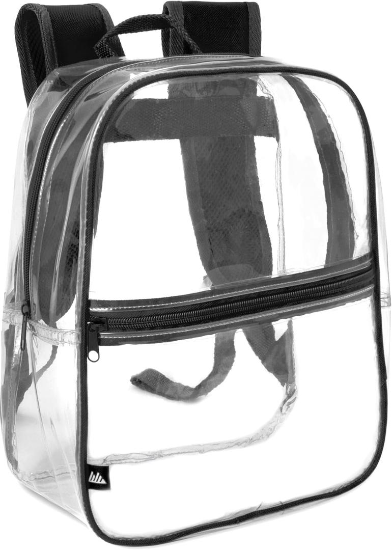 Trail maker Mini Clear Backpack Stadium Approved Small Clear Concert Bag for Work, Commute, Travel and Recreation, Black 