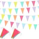 Preboun 164 Feet Pastel Pennant Banner Bunting Pennant Banner Garland 120 Pcs Pastel Triangle Flags on a String for Baby Shower Birthday Graduation Wedding Hanging Decorations