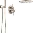 Delta Modern 14 Series Round Rain Shower System Faucet Set, Rainfall Brushed Nickel Shower Head and Handle Set, Valve Trim Kit, 10 Inch, Spotshield Stainless 342702-SP