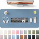 YSAGi Leather Desk Protector, Office Mat, Large Mouse Mat, Non-Slip PU Leather Blotter, Laptop Desk Pad, Waterproof Writing Pad for Office and Home (Blue, 35.4" x 17")