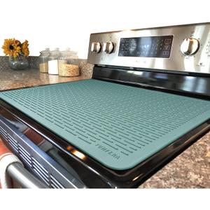 YUHFERA Stove Top Cover for Electric Stove - Silicone Stove Mat for Glass Top, Glass Cooktop Protector, XL Dish Drying Mats For Kitchen,Oven Covers for Electric Stove (Aqua,28 x 20)