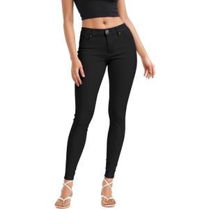 Hybrid & Company Women's Butt Lift Stretch Denim Jeans (7, Black)