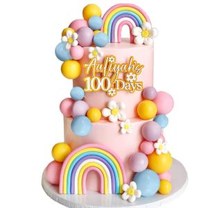 35 PCS Groovy Cake Toppers Boho Cake Topper Hippie Party Decorations with Flower Rainbow Balls for Girl Birthday Party Boho Groovy Party Supplies (Style 2)