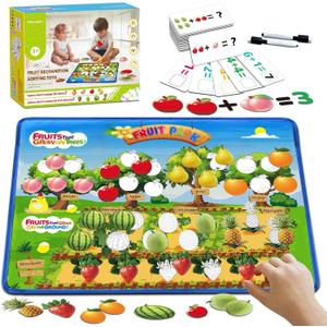 2 x Sorting Toys for Toddlers,Fruit Sorting Matching Game,Addition and Subtraction Flash Cards, Montessori Fine Motor Sensory Toys for Toddlers 3+ Years Old.