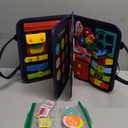 Qizfun Montessori Busy Board & Busy Book for Toddlers  Sensory & Learning Toy That Keeps Kids Busy, Travel Toy for Airplane & Car, Screen for Boys & Girls (Blue/P4)