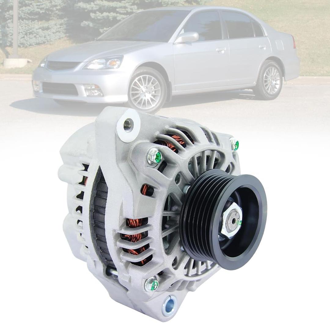 Alternator 70A FIT 20012005 Honda Civic & Acura EL 1.7L  Replace OE# 31100-PLM-A01, 13893, A005TA7091  6-Groove Pulley