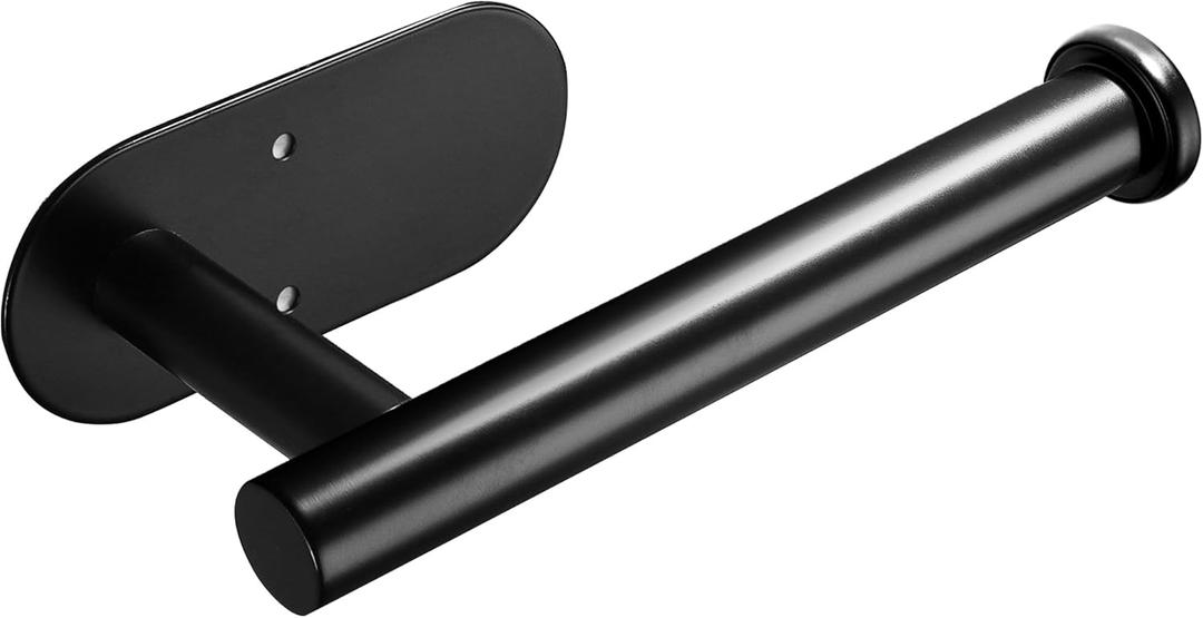 YIGII Adhesive Toilet Paper Holder - Self Adhesive Black Toilet Paper Roll Holder Wall Mount for Bathroom and Kitchen, SUS-304 Stainless Steel