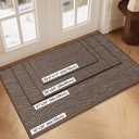 LEKEEPGO Door Mat 36"x59", Non Slip Door Mat Indoor Entrance, Rubber Backing Front Indoor Door Mats Washable Absorbent Low-Profile Doormat Entryway Entry Resist Dirt Inside Door Mats, Brown, 3' x 4'11"