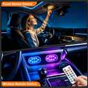 4Pcs Magnetic LED Interior Car Lights 8 Colors RGB Wireless Ambient Lighting with Remote & Touch Control, USB Rechargeable Portable Strobe Nightlight for Footwell Door Dash Glove Box Car Truck SUV