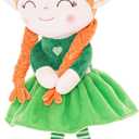 Gloveleya Plush Dolls Saint Patrick's Day Gifts Soft Blessings Doll Shamrock Wishes Plush Elf Baby Girl Gifts 16" Green (A001 Green)
