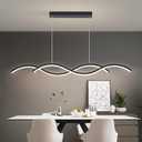 Modern LED Chandelier 31.49in Waving Linear Pendant Light Dimmable 3000K-6000K with Remote Control Hanging Island Light Fixture for Dining Room Living Room