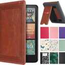 CoBak Stand Case for 7" Kindle Paperwhite 12th Gen 2024 and Kindle Colorsoft with Hand Strap - Compatible with iPhone MagSafe, for Samsung/Belkin/Anker Wireless Charging Pads, Durable, Auto Sleep Wake (*Vintage Brown)