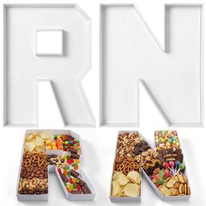 2 Pcs RN Grad Party Decorations Nurse Letter Fillable Tray 10'' Nursing Graduation Party Decor Registered Nurse Cardboard Tray for Food Candy Cake Dessert Class of 2026 Congrats Grad